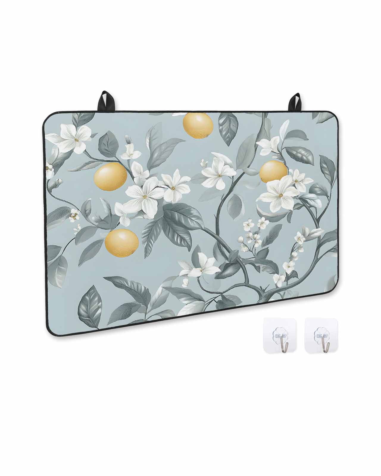 nqOlkjepod Large Induction Cooktop Protector Mat 24"x21", Lemon Leaves Stove Top Covers for Electric Stove, Garden Floral Branch Leaf Summer Fruit Stove Burner Cover Mats, Glass Top Stove Cover