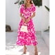 thumbnail image 4 of Vestido casual BTFBM maxi floral fruncido con cuello cuadrado para mujer, 4 of 6