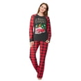 thumbnail image 3 of Popvcly Matching Family Pajamas Sets Christmas PJ's Sleepwear Printed Top with Plaid Bottom Black S-2XL, 3 of 10