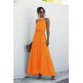 thumbnail image 2 of Mengpipi Summer Floral Dresses for Women Sleeveless Maxi Dress Loose Sundress with Belt，Orange, 2 of 6