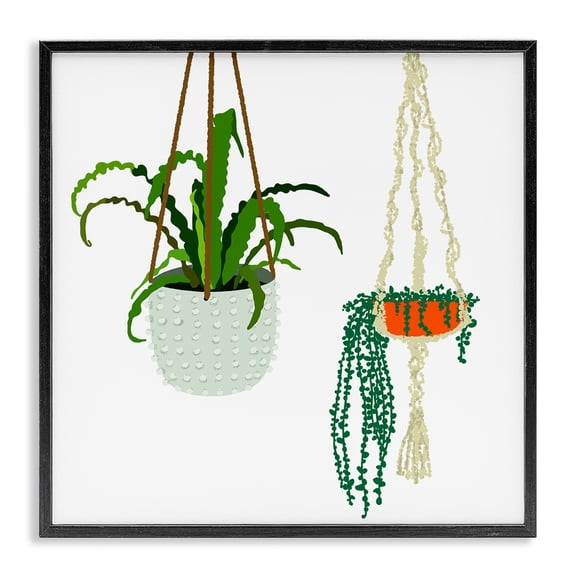 Stupell Industries Eclectic Chic Indoor Potted Plants Modern Fern Foliage Black Framed Giclee Art, 12 x 12, by Jen Bucheli