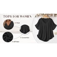 thumbnail image 5 of MOSHU Deep V Neck Womens Plus Size Tops Curved Hem Shirts for Women Fashion Trendy Blouses Casual Loose Fit Tees Tops, 5 of 8