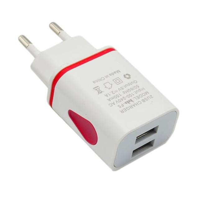 Teléfono Universal 2.1A 5V LED 2 Cargador USB Adaptador de carga de pared rápida Enchufe de EE. UU. / UE Cargador USB para iPhone para Samsung para HTC Tan Jianjun unisex