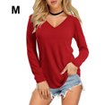 thumbnail image 2 of Jumpingount Mujer camiseta Casual cuello en V señoras Tops moda cómoda ligero pulóver ropa negro S Prendas para la parte del cuerpo Rojo METRO Jumpingount AP008666-07, 2 of 6