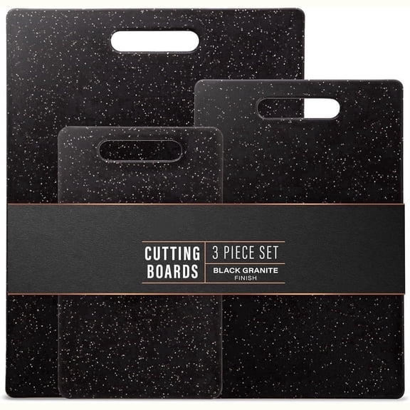Large Cutting Boards, 3-Piece Plastic Cutting Boards for Kitchen,Thickened Chopping Boards,Dishwasher Safe, Heavy-Duty Prep Boards for Meat, Veggies, Deli – Kitchen Gadget Gifts (Black)
