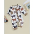 thumbnail image 4 of Autumn Infant Baby Boys Girls Western Jumpsuits 3M 6M 12M 3 Style Cow Head Floral Print Long Sleeve Zipper Romper, 4 of 10