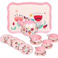 thumbnail image 3 of Tea Set for Little Girls, Kids Tea Set 15 Piece Pink Tin Tea Party Set for Princess Tea Party and Kids Kitchen Pretend Play, 3 of 6