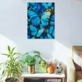 thumbnail image 5 of ZFLMY Butterflies Blue Generative Art Modern Canvas Prints Wall Art Home Decor Living Room Bathroom Bedroom Office, Ready to Hang, Various Sizes 12x16in, 5 of 5