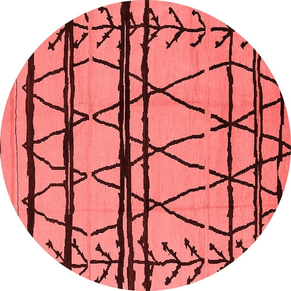 Ahgly Company Indoor Round Solid Red Modern Area Rugs, 3' Round
