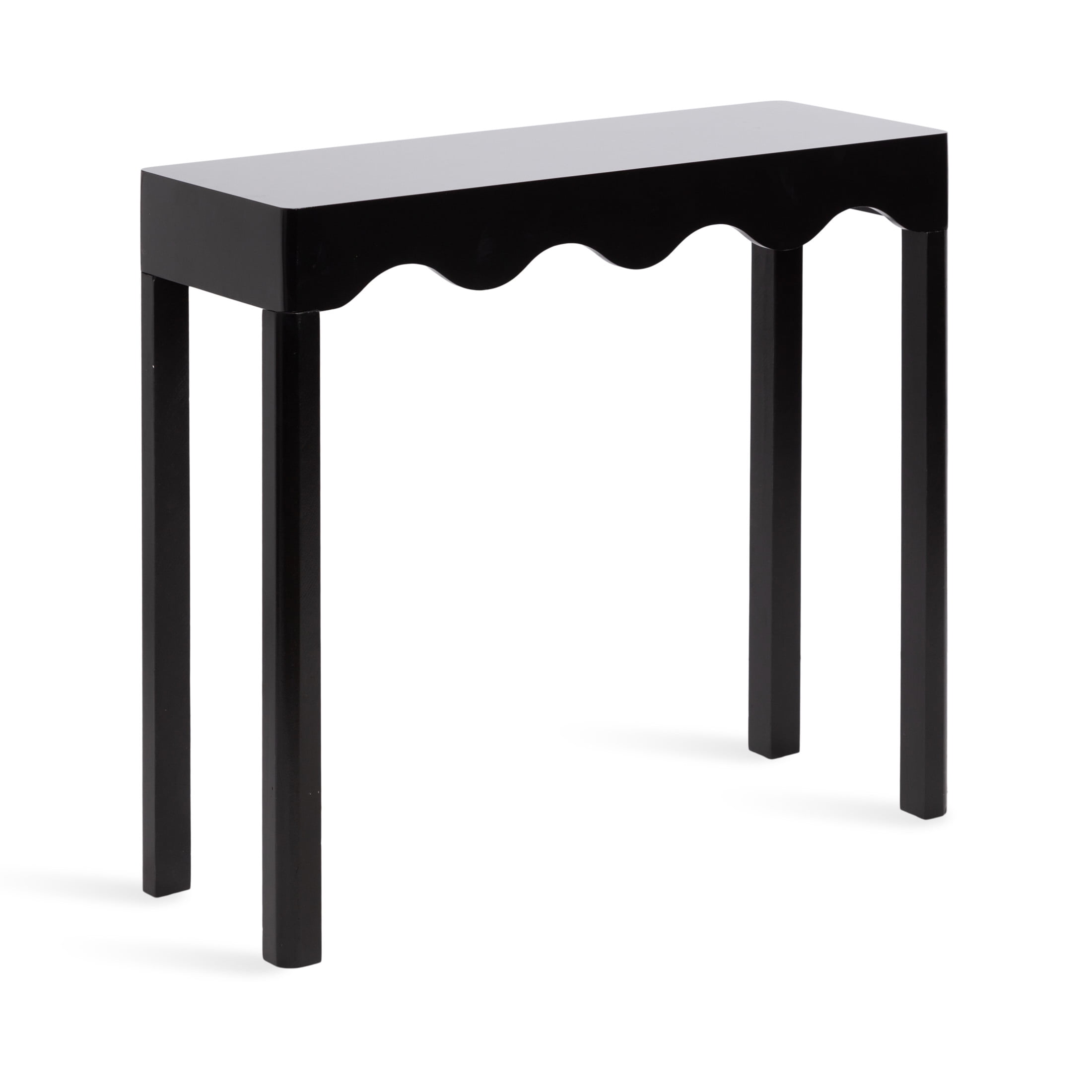 Kate and Laurel Maida Modern Rectangle Wooden Wavy Console Table, 32 x 12 x 30, Black, Transitional Decorative Entryway Table with Wavy Apron for Entry Decor Option