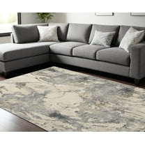 8' X 11' Cream and Gray Abstract Distressed Area Rug