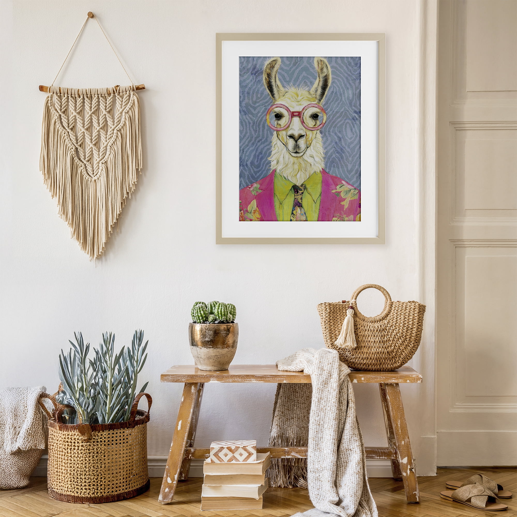 Stupell Industries Bright Gaze Llama Birch Framed Print Under Glass, design by Svetlana Aleynikova