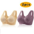 thumbnail image 2 of Daisy Bras for Older Women Front Closure Bras Push Up Bra No Underwire Plus Size Front Button Breathable Everyday Bra, 2 of 3
