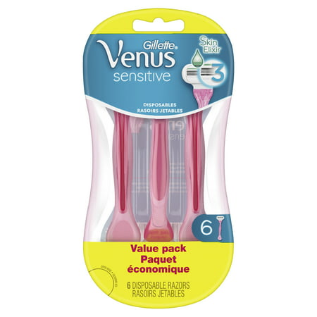Gillette Venus Sensitive Women's Disposable Razors - 6 (Best Razor For Sensitive Neck)