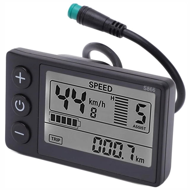 ARCADORA E Bike LCD Display for 24V 36V 48V Electric Scooters Speed Distance Tracking ABS Plastic 5 Pin Plug 22.2mm Handlebars Black