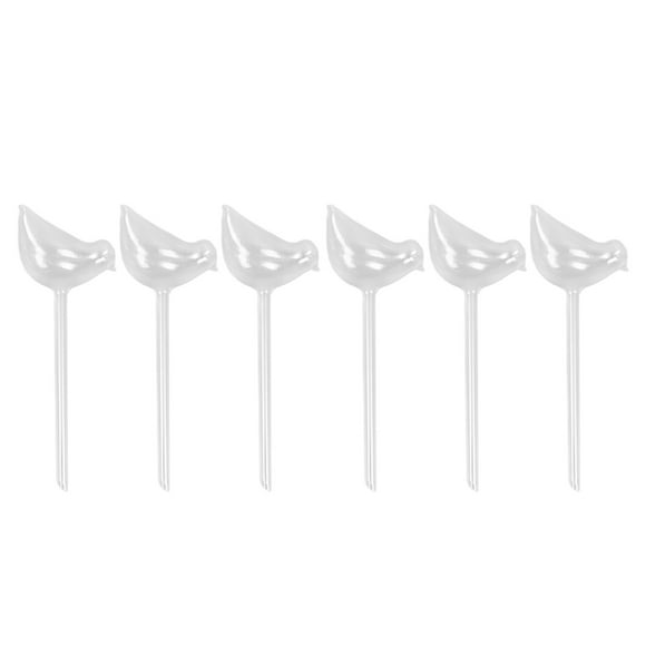 Plant Watering Spikes, Decoration Plant Waterer Bird Shape Design PVC Imitation Glass Light Weight 6Pcs For Indoor