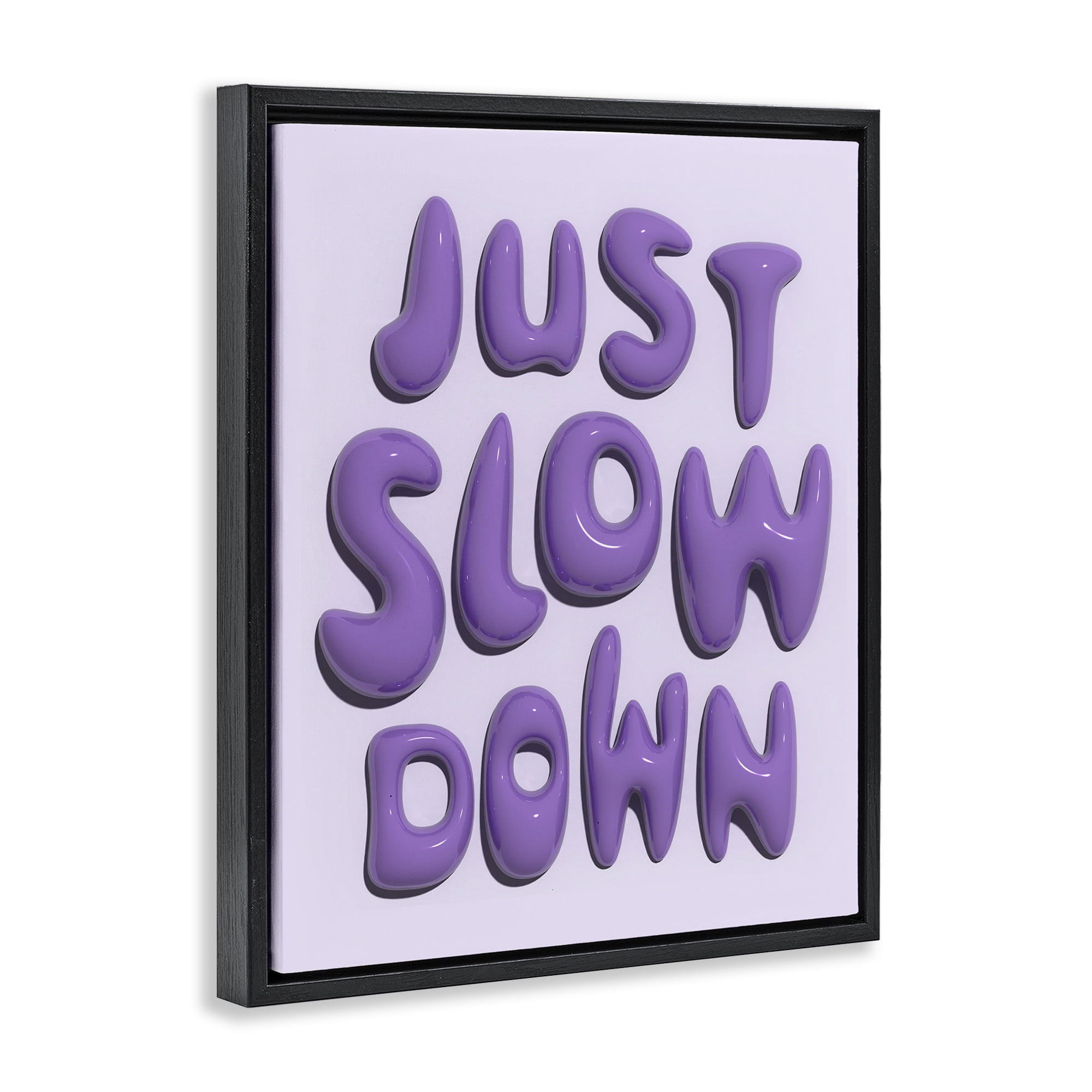 Stupell Industries Purple Just Slow Down Text & Numbers Painting Black Floater Framed Canvas Art Print Wall Art, 25 x 31