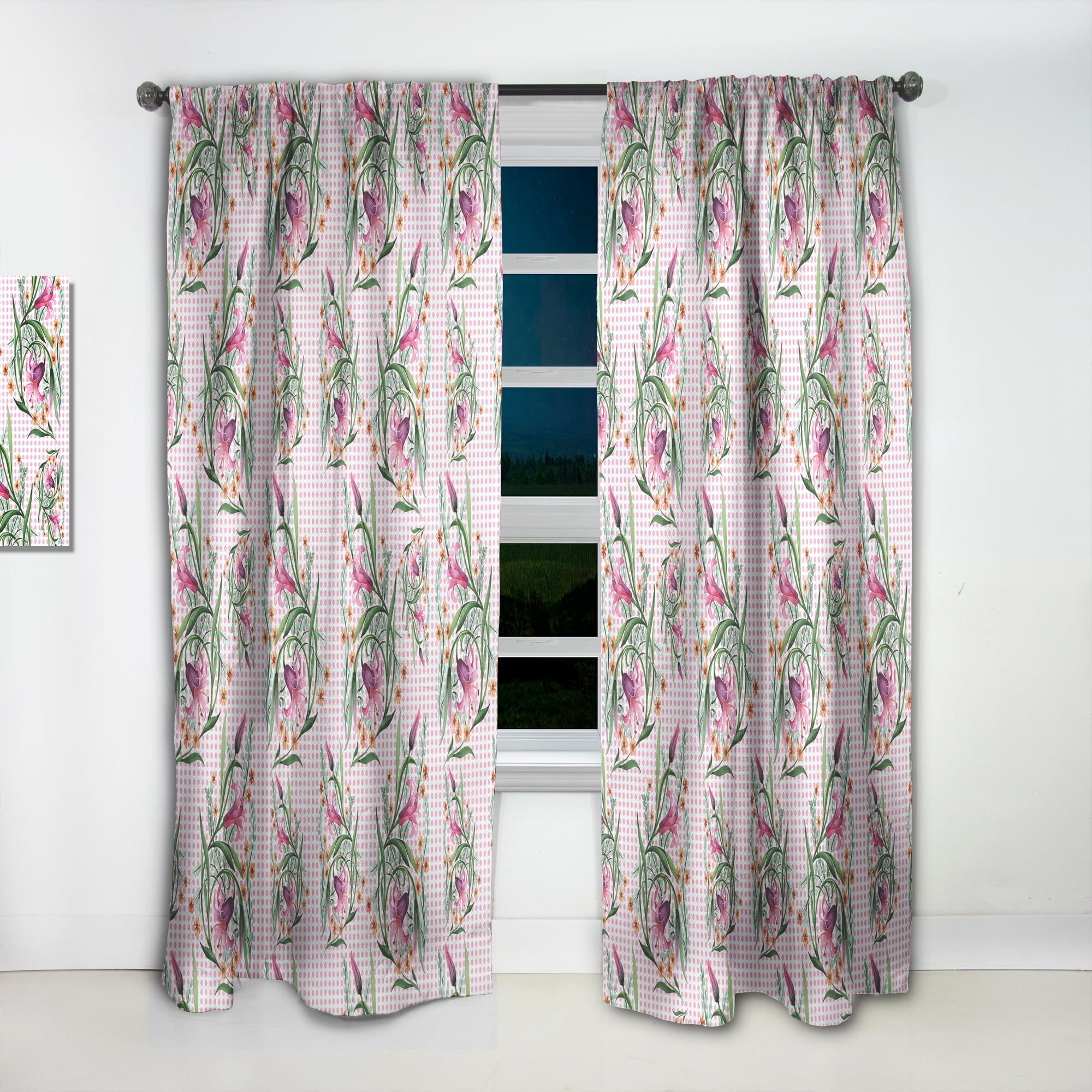 Designart 'Botanical Floral Retro X' Mid-Century Modern Curtain Panel