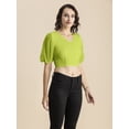 thumbnail image 2 of Moomaya Womens Solid Crop Top, V Neck Puff Sleeves Casual Summer Blouse, 2 of 8