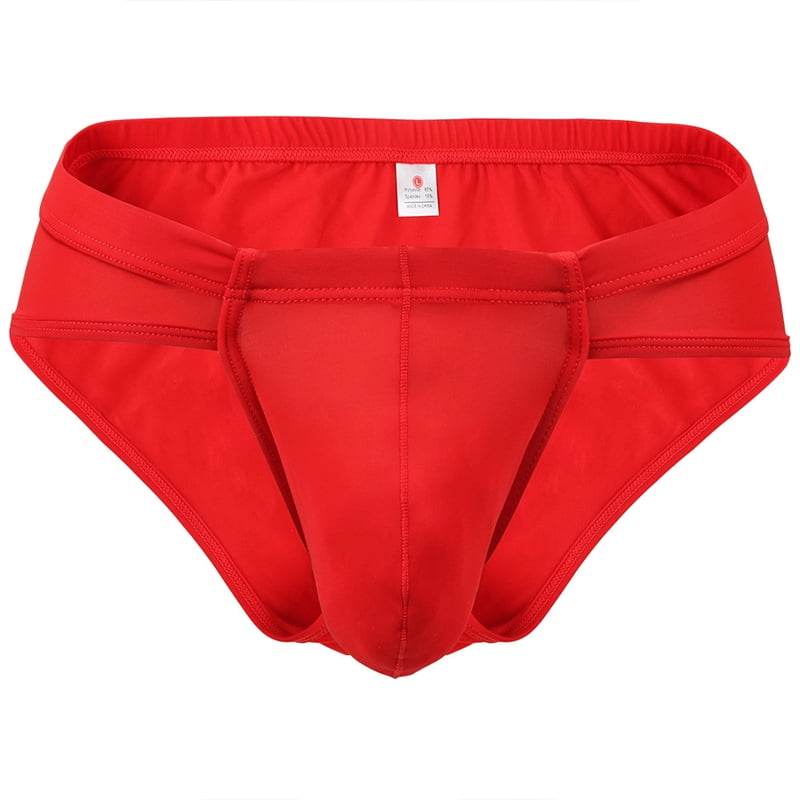 LUXUR Men Underwear Solid Color Briefs Low Waist Thongs Comfy