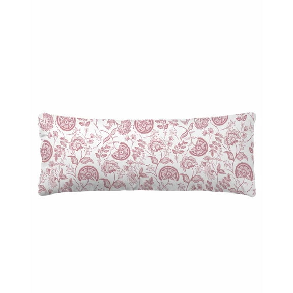 Boho Pink Floral Body Pillow Cover 20 x 54 Inch Decorative Pillow Cover Vintage Farmhouse Paisley Plant Leaf Lumbar Pillowcase Seasonal Rectangle Cushion Case for Couch Sofa Bed Living Room