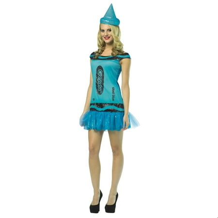 Crayola Steel Blue Glitz & Glitter Dress Adult Halloween Costume