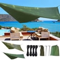thumbnail image 1 of pstuiky Multifunctional Triangular Sun Shade Canopy Waterproof & Upf 50+ Sunscreen Fabric 230X210Cm with Stakes & Storage Bag, 1 of 4