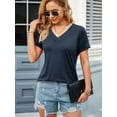 thumbnail image 2 of Fancyglim Womens Tunic Long Shirt Short Sleeve Casual Lightweight Tops Navy L, 2 of 4