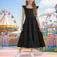 thumbnail image 2 of Xdegoge Girls Dresses Size 6X Items Maxi Long Smocked Dress Teen Girl Dresses for School Dance Spring Summer Dresses Sleeve A-Line with Belted Pockets Vestidos Para NiñAs, 2 of 5