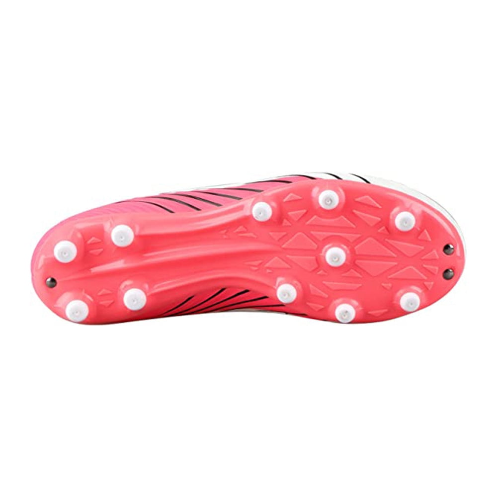 Vizari Kids Tesoro Junior Firm Ground Outdoor Soccer Shoes for Boys and Girls - White / Pink