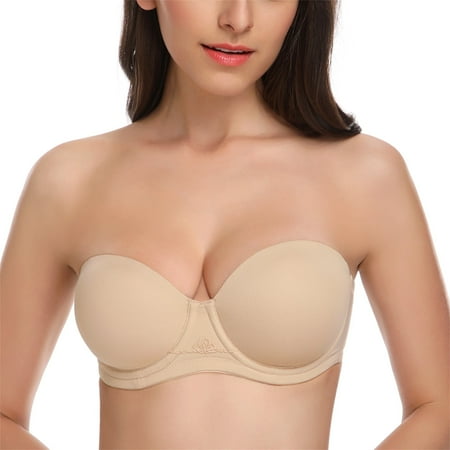 Wingslove Women s Strapless Push Up Bra Plus Size Full Figure Underwire Multiway Contour Bra Nude 34C