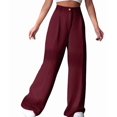 thumbnail image 2 of Women'S Dressy Trousers Solid Color Straight Leg Suit Pants Wine Red L, 2 of 9