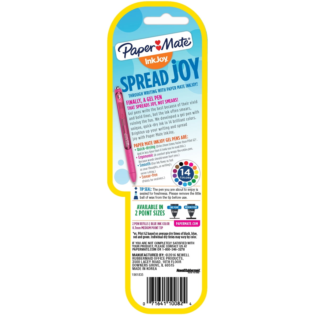 InkJoy Gel .7mm Refills 2/PkgBlue