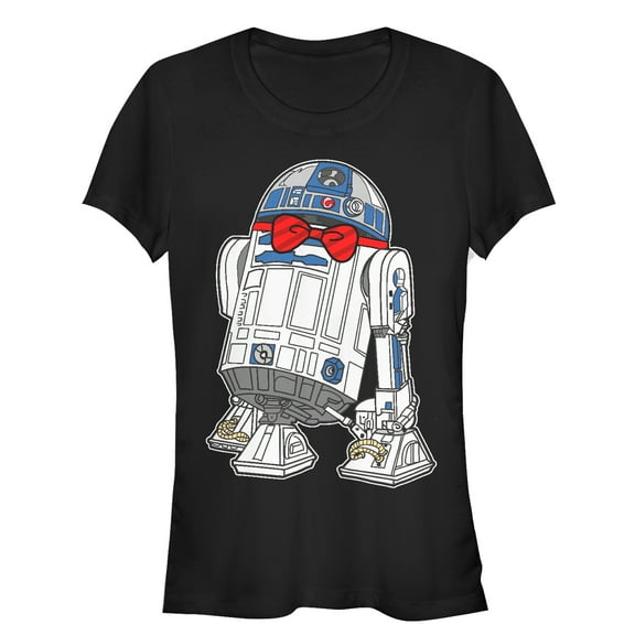 Junior's Star Wars R2-D2 Bowtie Graphic Tee Charcoal Medium