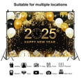 thumbnail image 4 of Happy New Year Party Backdrop, 72.8" X 43.3" 2025 New Year Backdrop Black and Gold Background New Year Holiday Party Banner New Year Decoration New Year Christmas Party Decorations Banner, 4 of 8
