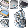 thumbnail image 4 of Butterfly and Watercolor Blue Pattern Backpack for School, Cute School Bag with Adjustable Shoulder Straps and Padded Back, 16.9"x12.6"x5.9", 4 of 5