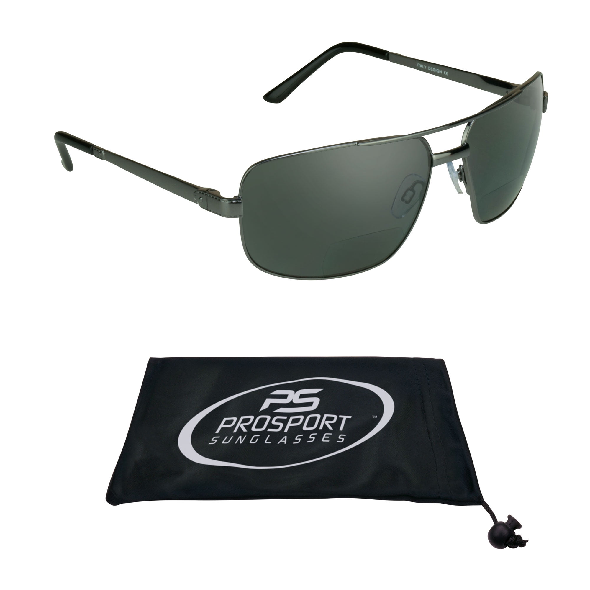 proSPORT Polarized Bifocal Reading Sunglasses Men 2.50 Grey Polycarbonate Polarised lens Durable High Nickel Metal Frame
