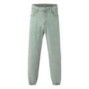 Ketyyh-chn99 Wide Leg Jeans 2024 Regular Loose Fit Pants Shorts Men's Fashion Oversized Ripped Slim Jeans Pants Trousers Green,3XL