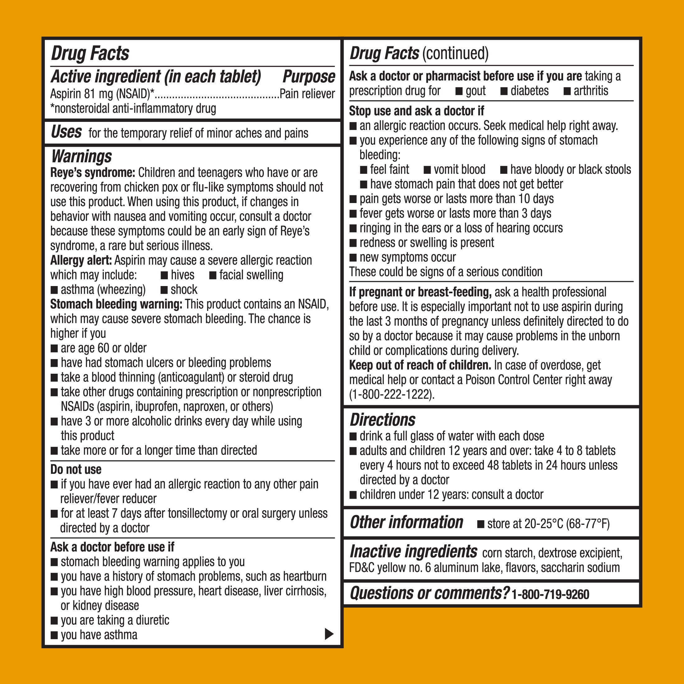(2 pack) Equate Gluten-Free Aspirin Tablets for Body Aches & Pains Set with 3 Bottles, 36 Chewable Tablets, 81 mg