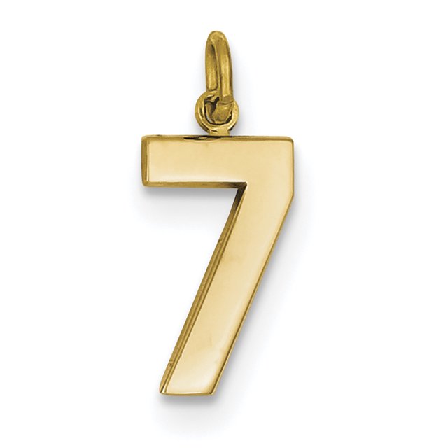 14K Yellow Gold 14ky Casted Medium Polished Number 7 Charm