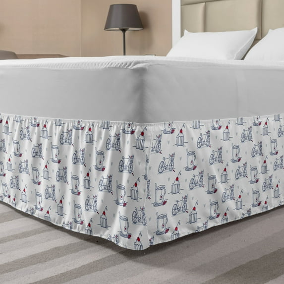 Ambesonne Multi-color Wrap Around Gathered Microfiber Bed Skirt, King