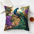 thumbnail image 6 of Fasiaou 2D Peacock Embroidered-Style Cushion Cover with Vintage Three-Dimensional Print for Sofa and Home Decorative Pillow,B, 6 of 6
