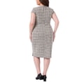 thumbnail image 3 of Vestido de tweed para mujer de tallas grandes Agnes Orinda, estilo vintage, con escote cuadrado, mangas cortas, abertura lateral, vestido midi tipo lápiz con cremallera, talla 3X, blanco, 3 of 6