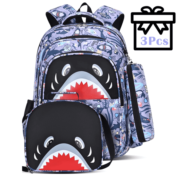 Lvelia 3PCS School Backpack for Boys,Lightweight Waterproof School Bag Set Kids Bookbag with Lunch Bag & Pencil Case for Elementary Preschool Toddler