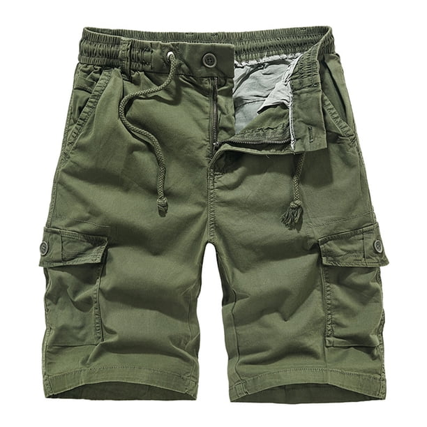 Pantalones Cortos de Carga de Verano Multibolsillo de Color Sólido, Pantalones Casuales de Cintura Elástica para la Playa, el Descanso Y Al Aire Libre