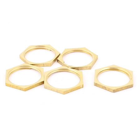 

Unique Bargains 3/4BSP Female Thread Brass Pipe Fitting Hex Lock Nut Brass Tone 5pcs