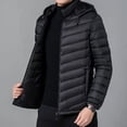 thumbnail image 2 of Chaqueta de plumón ligera para hombre, con cremallera, con capucha, acolchada, para hombre, parkas, ropa de lujo coreana, para invierno, 2 of 5