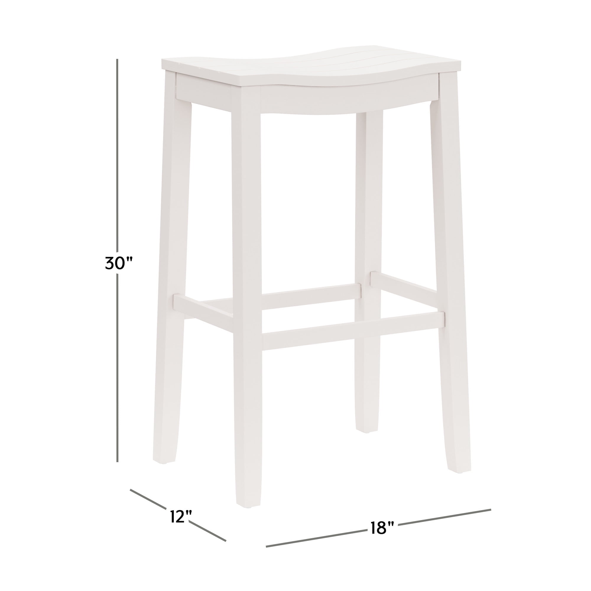 Woven Paths Fiddler Backless Wood Bar Height Stool, White