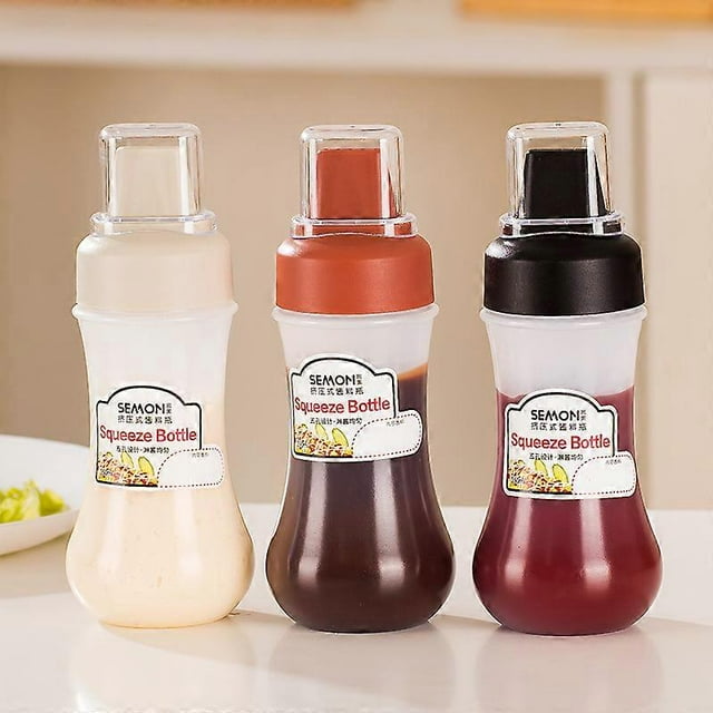 3pcs Kitchen with dust cover squeeze sauce bottle salad dressing ketchup seasoning squeeze sauce bottle