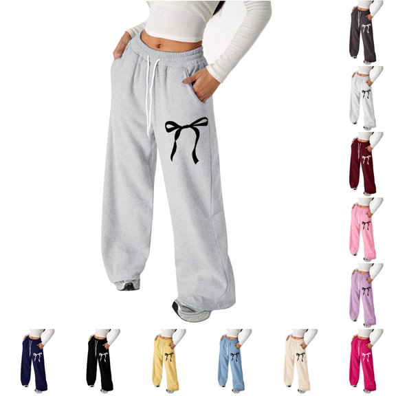 Girls Baggy Sweatpants for Girls Lightweight Straight Leg Sports Pants with Pockets Everyday Casual Wear